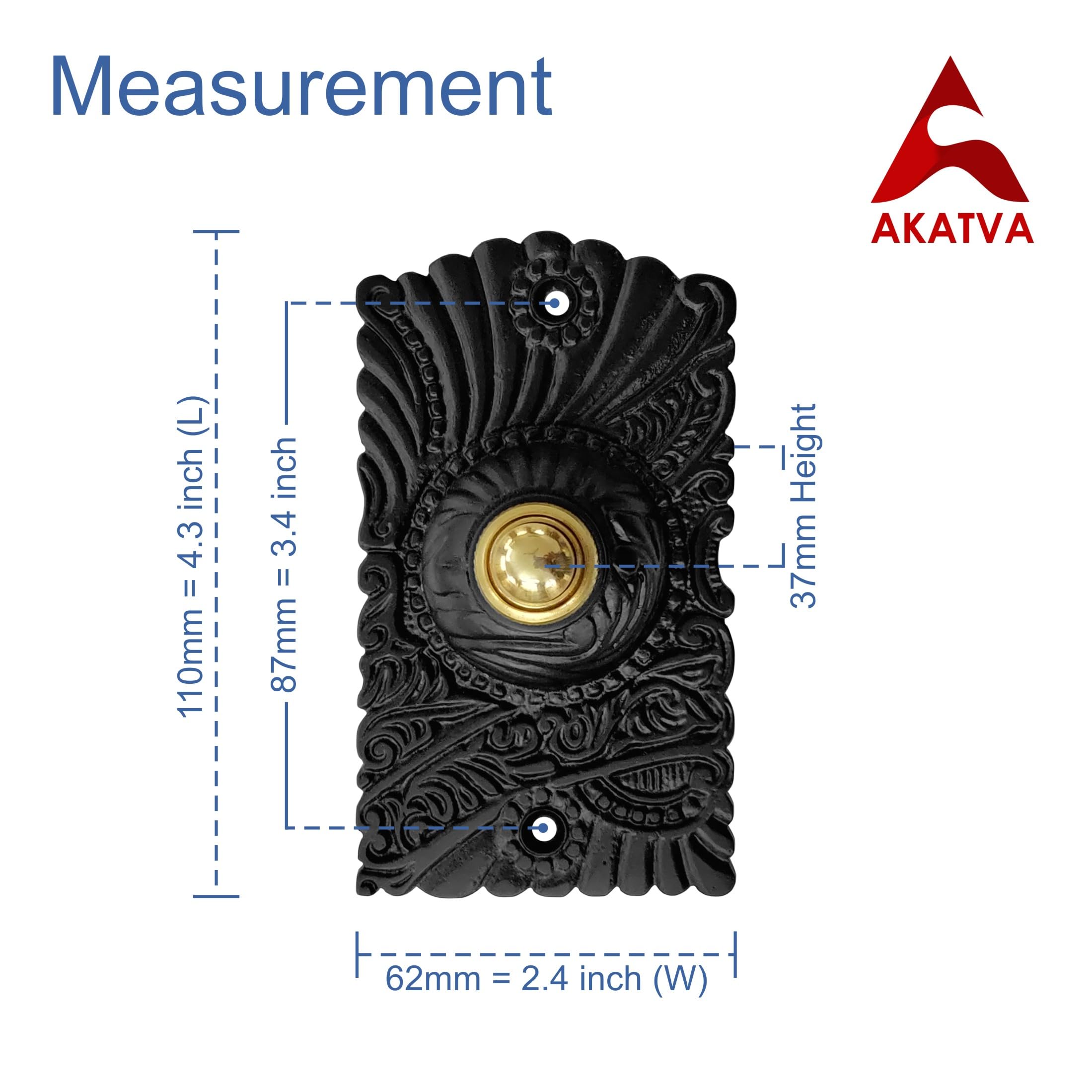 Bell Ringer Button Akatva Door Bell Button Bell Push Button Doorbell Chime Wired ...