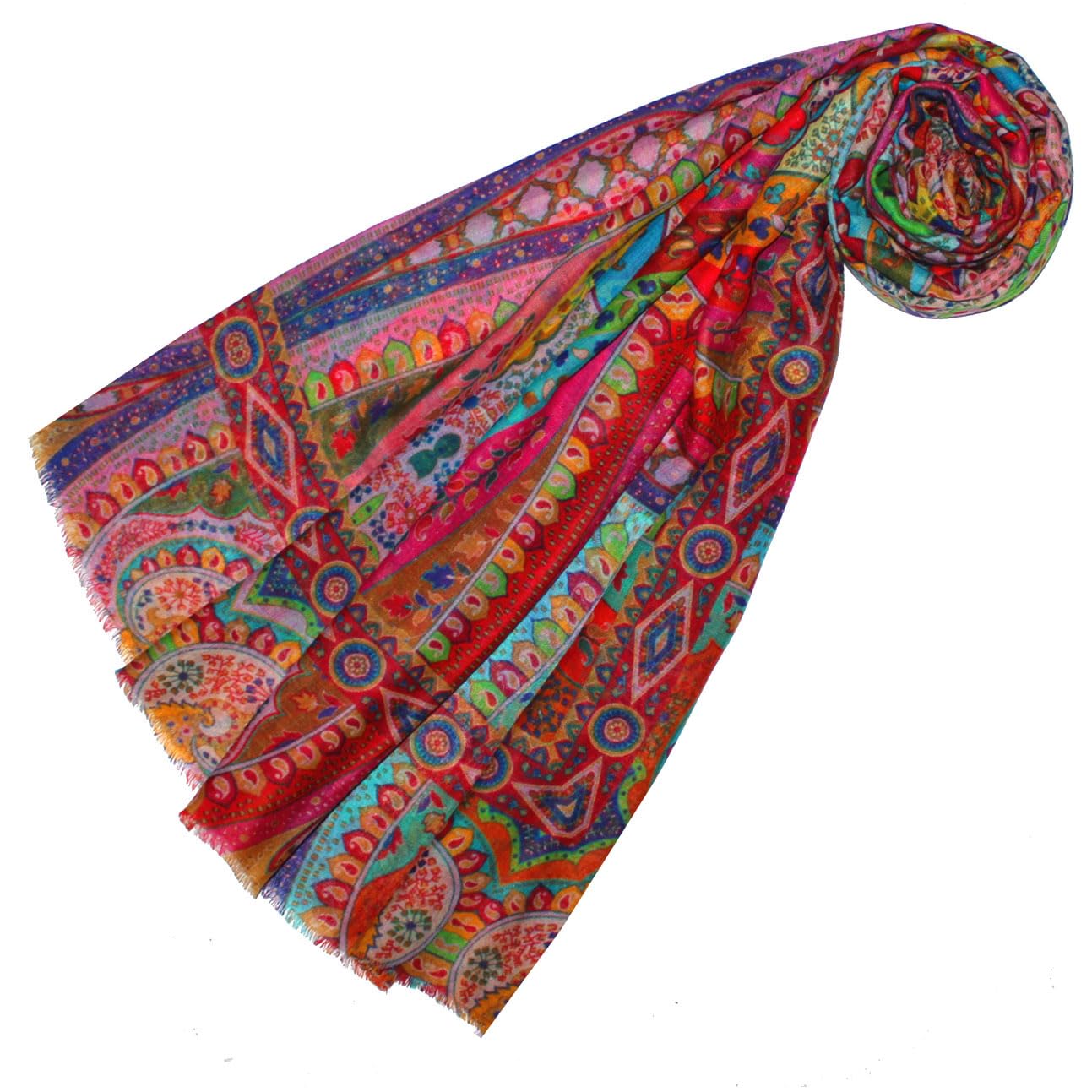 Lorenzo Cana - Pañuelo XXL de Seda de Cachemira para Mujer, Bufanda, Pañuelo Cuello, 50% Cachemira, 50% Seda, Multicolor, Estampado, 140 x 140 cm, Estola Multicolor, Pashmina 78637