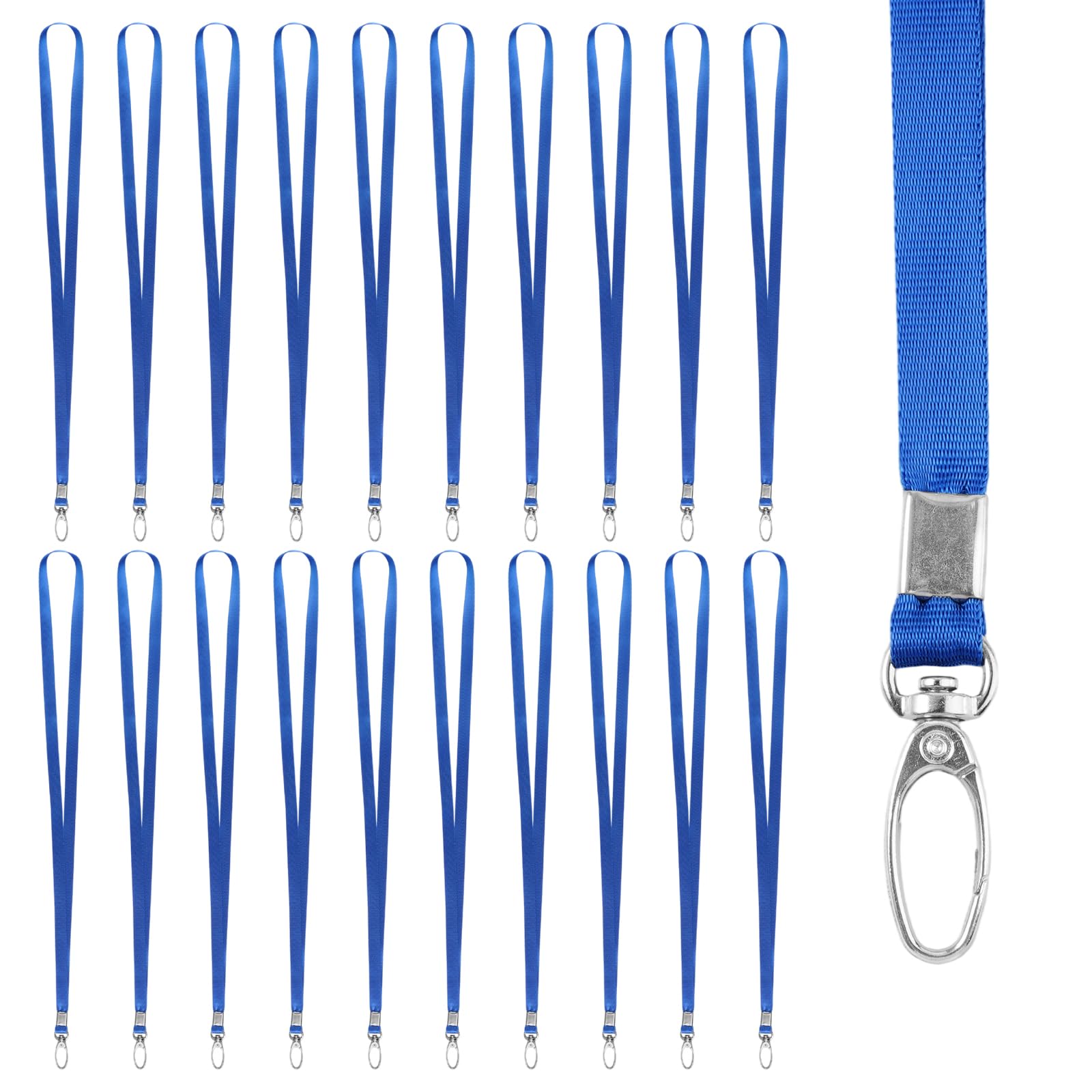 20 Cordones Portacredenciales Con Mosquetón Giratorio - 46 Cm Azul, Para Oficina, Eventos O Estudiantes