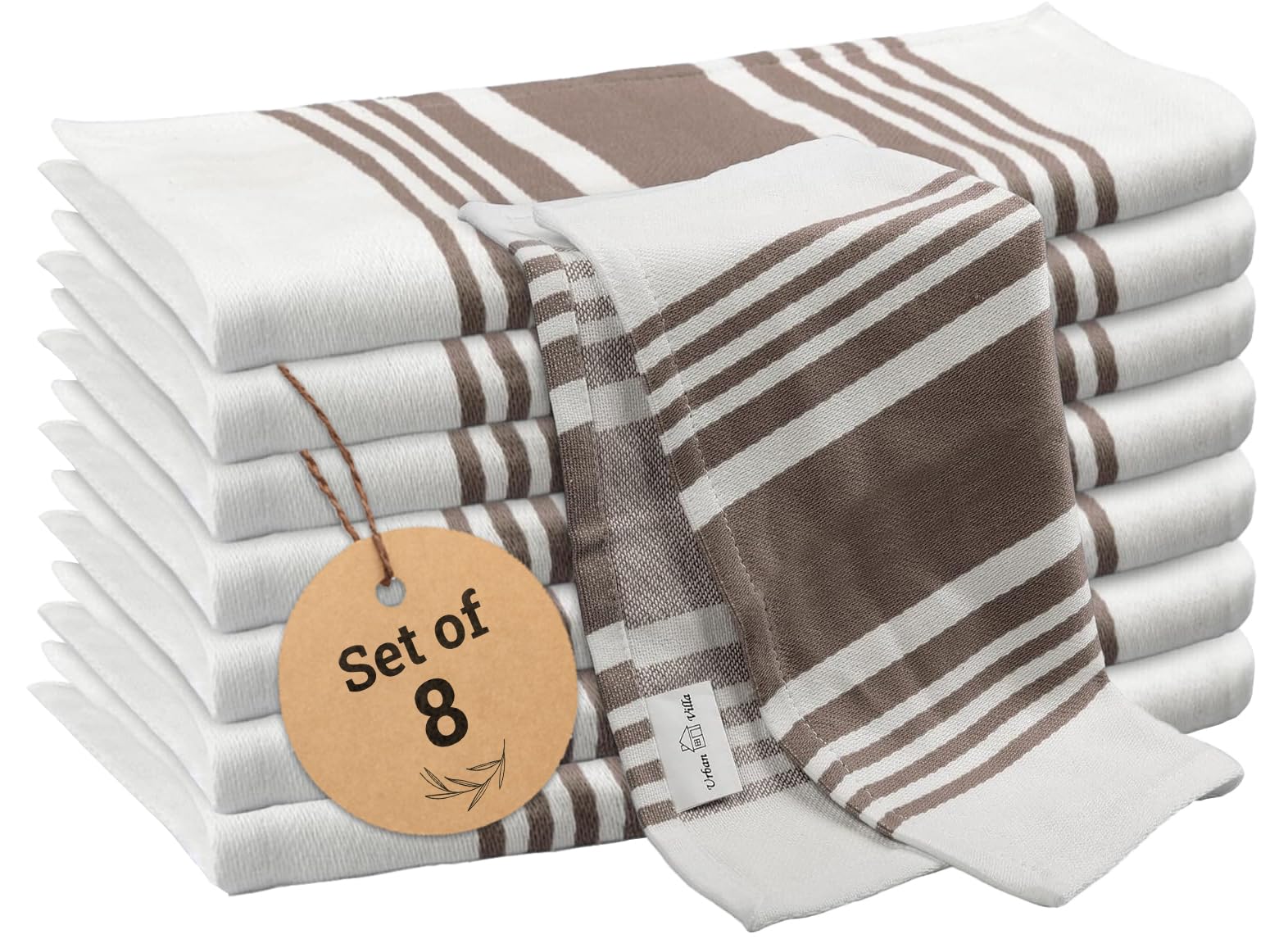 Urban Villa Ściereczki do naczyń szare/białe zestaw 8 ściereczek do naczyń do kuchni wysoce chłonne 100% bawełna oversize 30 x 30 cm ściereczki do naczyń z ukośnymi narożnikami kuchenne ręczniki do