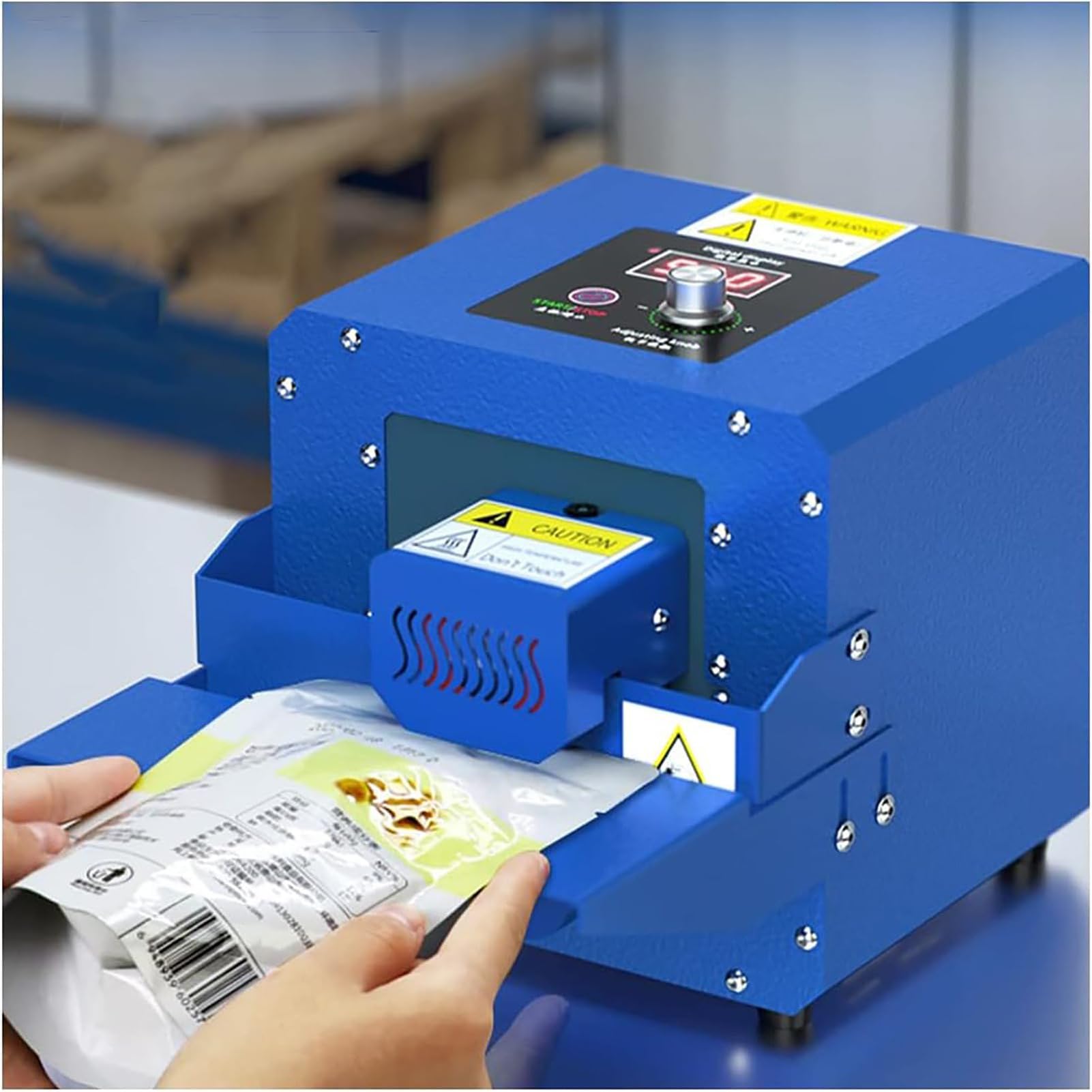 KCHBSE Heat Sealer Machine,Continuous Roller Sealer Automatic Plastic Sealing Machine,Bag Sealer For Cookies,Small Shops,Home Kitchen,285x188x188mm