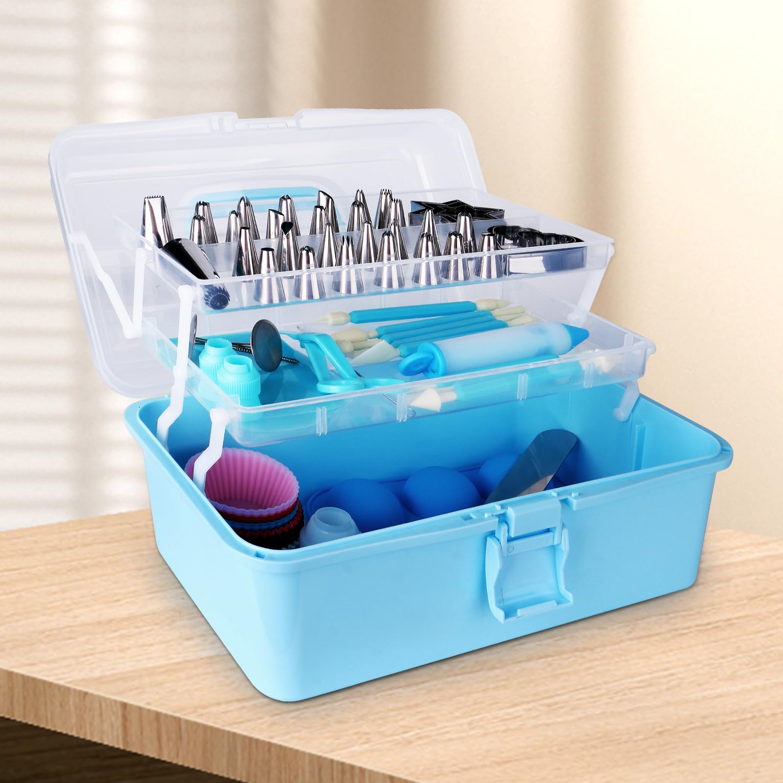 YCHLonlive 13 Inch Cake Decorating Storage Case, Suitable for Storing Baking Supplies (NOT INCLUDED), Blue - Image 4