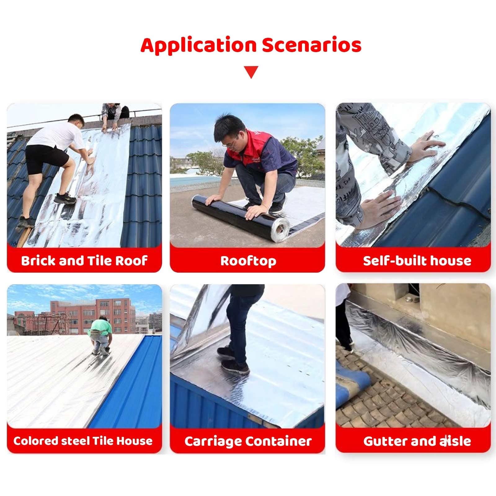 Cinta para Reparación Autoadhesiva Bituminosa, Cinta de Sellado Impermeable de Aluminio Rollo Adhesivo de Tela Asfáltica para Grietas en la Superficie Ventana(30cmW x 1.50mmT x 10mL)