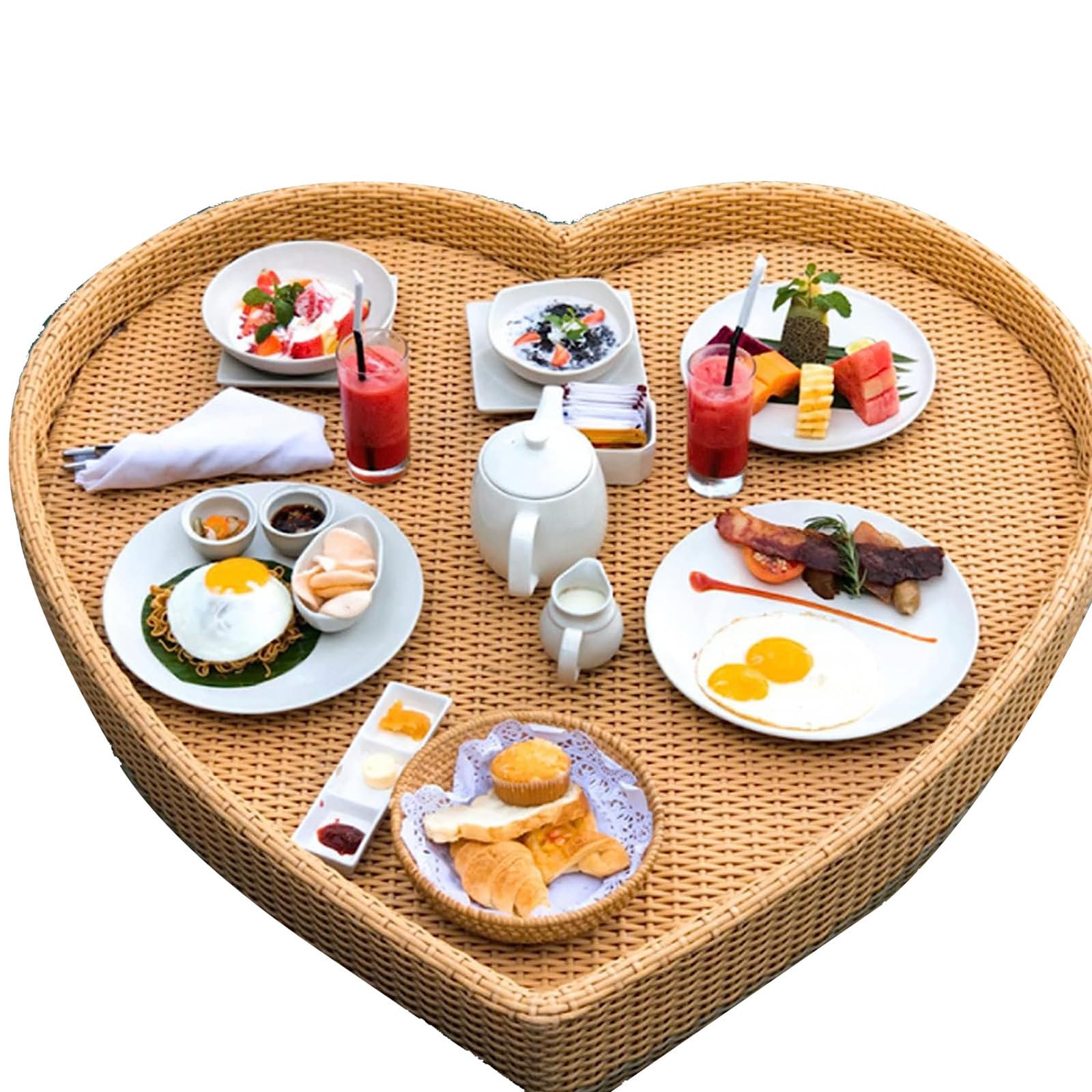 Floating Tray Swimming Pool Floats For Adults For Sandbars Spas Bath And Parties Rattan Woven Serving Tray