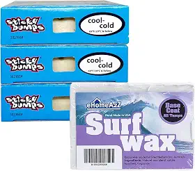 EHOMEA2Z Conjunto de base de cera de prancha de surfe com saliências pegajosas, cera fria para surfe, acessórios de surfe, cera de surfe