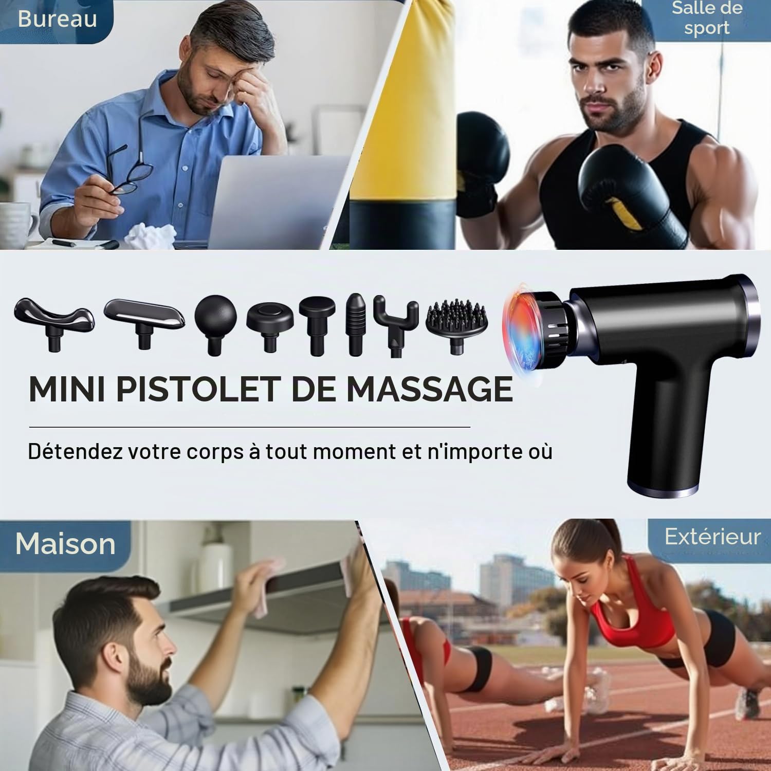 Pistolet de Massage avec Thérapie par le Chaud et le Froid,Massage Gun avec 16mm Amplitude 4000mAh Batterie,Électriques Musculaire Appareil de Massage,Ultra Silencieux, Noir