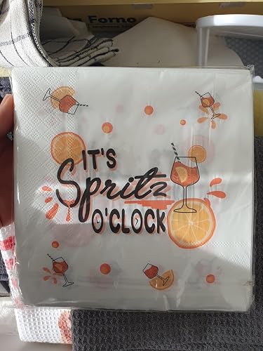 Serviettes Papier Aperol - Lot de 30 (33x33 cm) - Décoration de Table pour Anniversaire, Carnaval et Fêtes à Thème - Motifs de Fruits et Couleurs Orange/Jaune Vives - Épaisses, Lisses (30