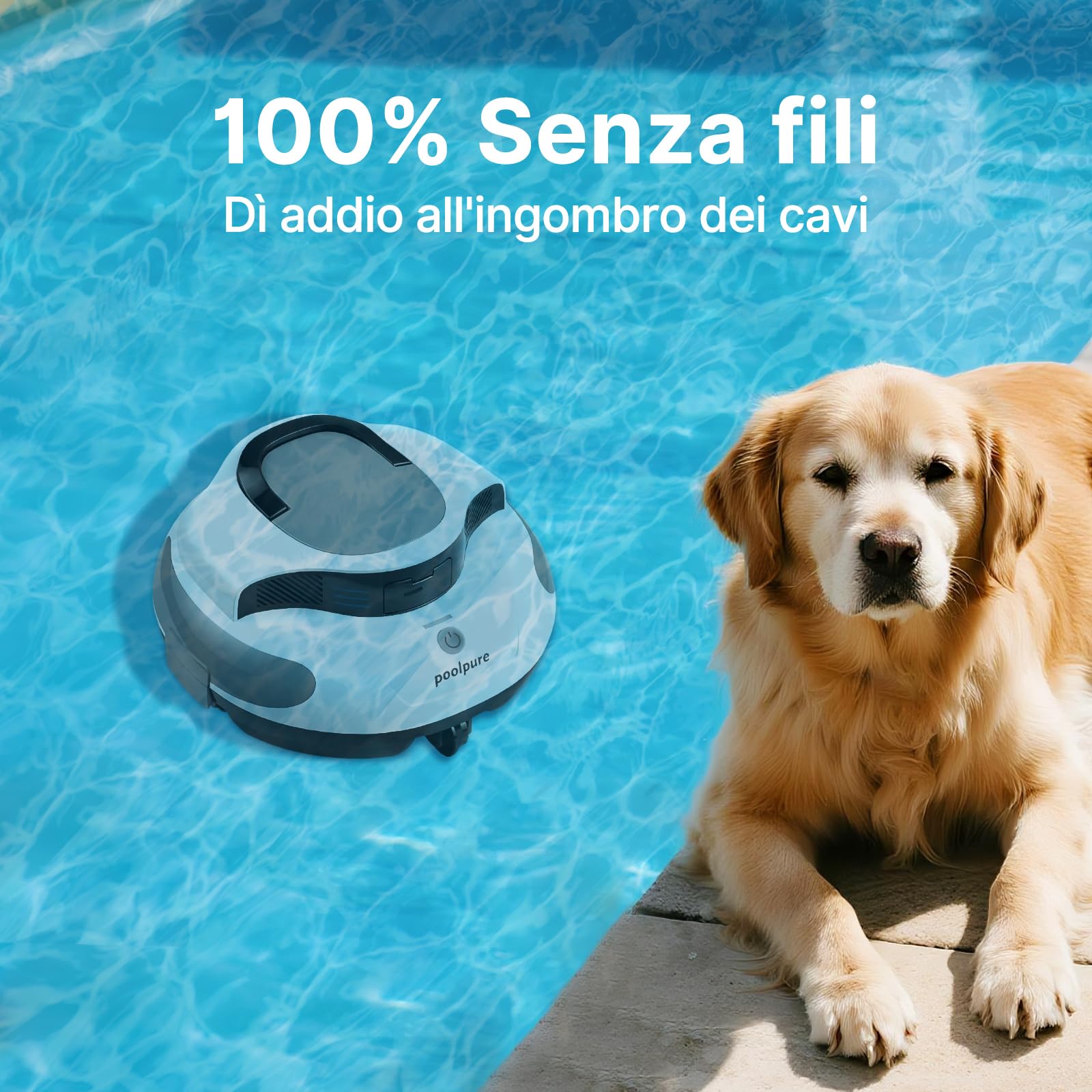 POOLPURE 2026, robot da piscina, batteria da 5000 mAh, pulizia potente, batteria da 120 min, batteria senza fili, aspirapolvere per piscina, parcheggio automatico, indicatori LED, impermeabile IPX8