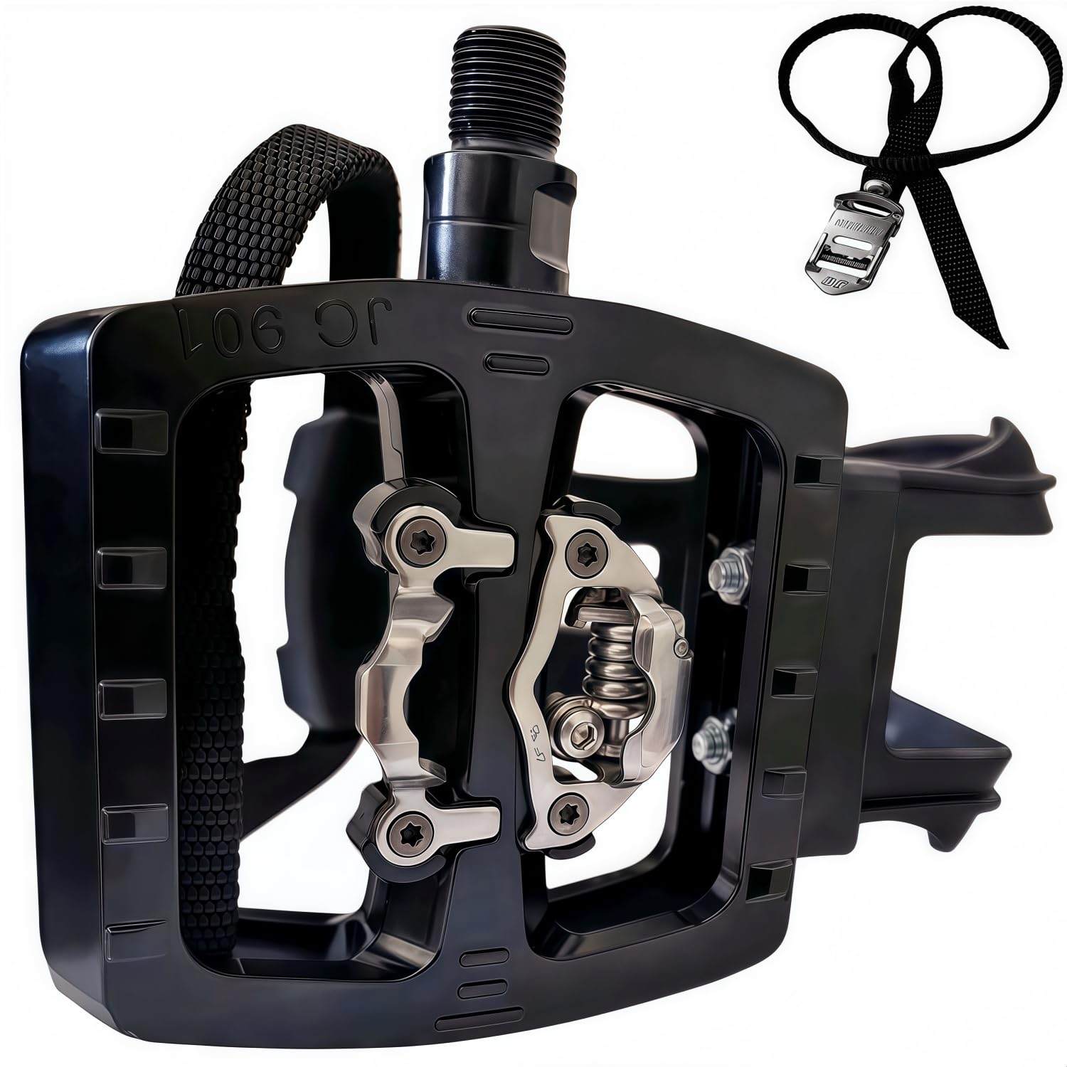 YBEKI SPD Pedales híbridos [2 en 1] – Pedal de clic y pedal de plataforma con jaula/correa | Compatible con Shimano SPD | Eje 9/16" para bicicletas de interior, spinning, bicicleta estática