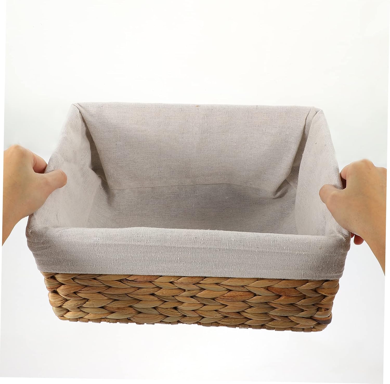Handmade Straw Woven Storage Basket for Books Magazines Rustic Decor