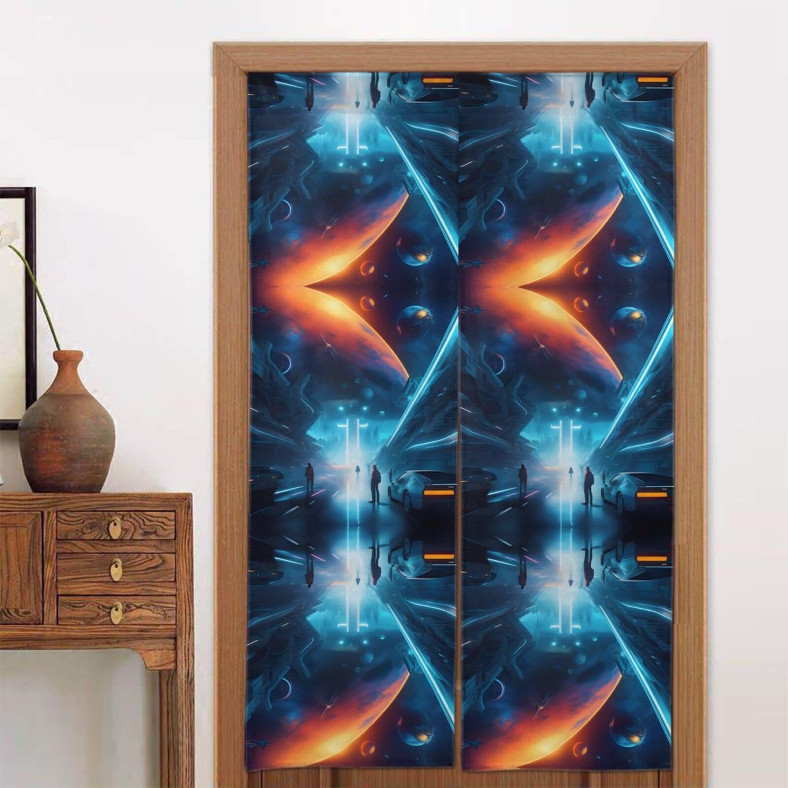 CNTDBU Science Fiction Future Door Curtain 34x56 Inch-Room Divider Panel for Privacy, Entryway Screen for Kitchen Bedroom