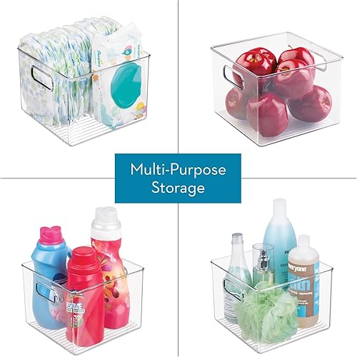 Miniatura 4 de iDesign Contenedor para refrigerador con asas, 2 cubos pequeños y 2 medianos, paquete de 4, transparente, fabricado en Estados Unidos