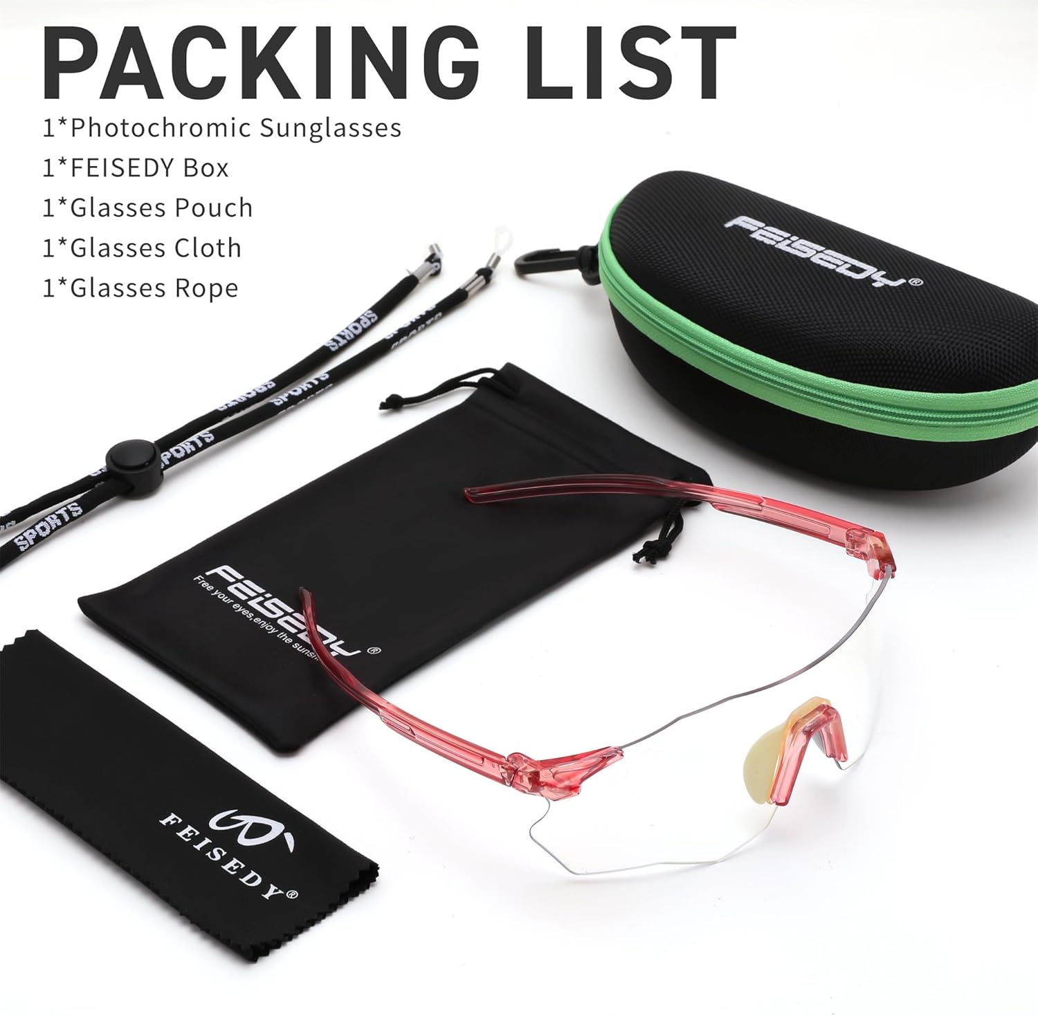 FEISEDY Photochromic Cycling Glasses for Men Women Mountain Bike Sports Sunglasses UV Protection B0310 - Image 9