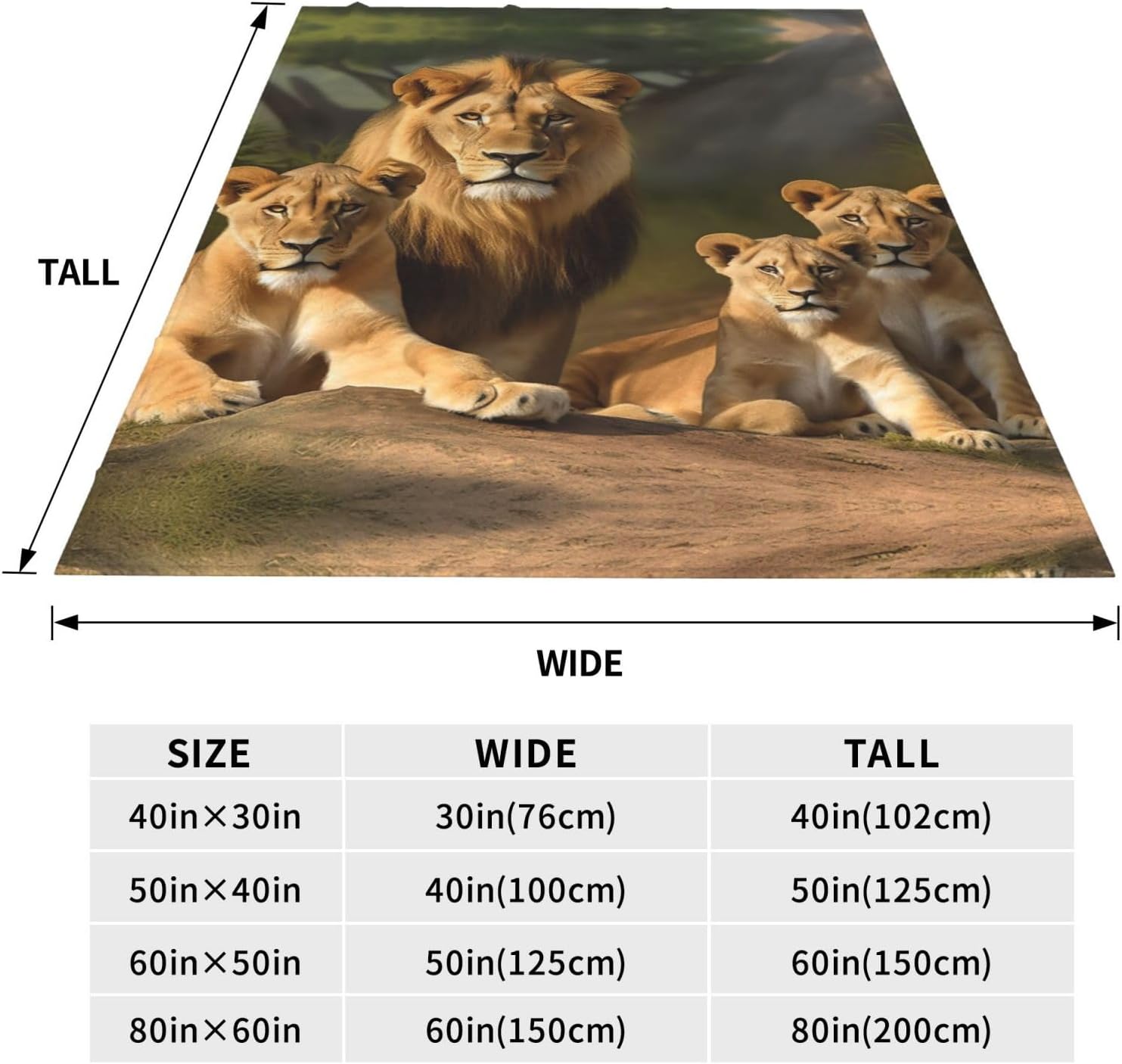 Lion Family Ultra-Soft Micro Fleece Blanket Soft Comfortable Throw Blanket Warm Cozy Plush Blanket Lightweight Fuzzy Blankets for Couch Bed Living Room Camping 60"x50"