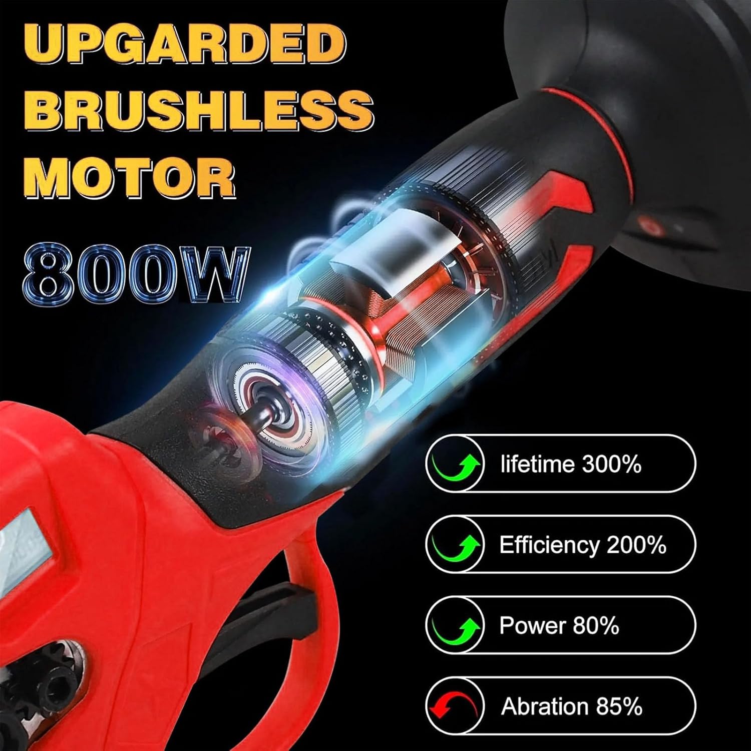 Luqeeg Electric Pruning Shears, Battery Powered Cordles Garden Pruner Sk5 Blades Branch Cutter Ergonomic Design with Built in Protection Lock for Tree Flower Trimming, Wear Proof