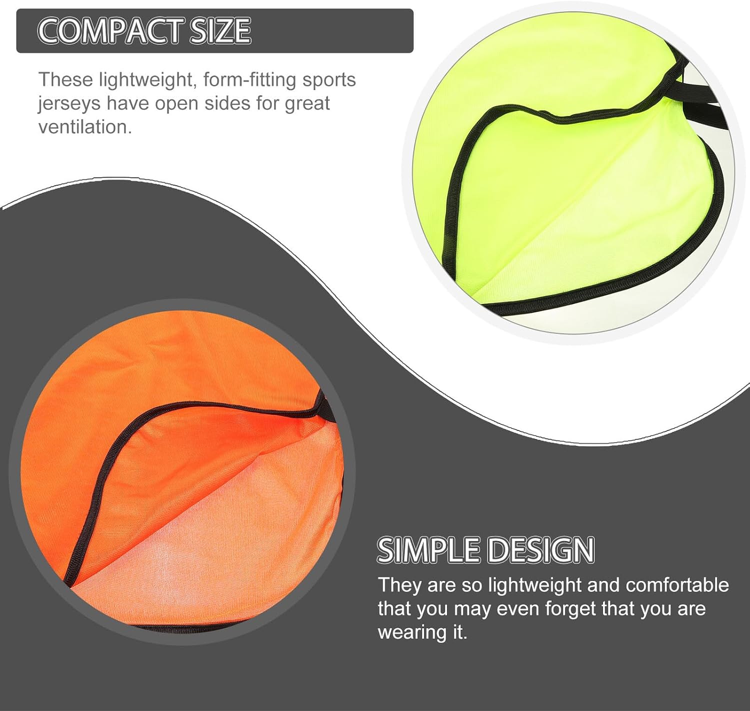 6pcs Youth Soccer Pinnies Training Vests Set – Breathable Polyester Sports Practice Team Vests for Football Training, Quick-drying, Fluorescent Green and Orange, Size M