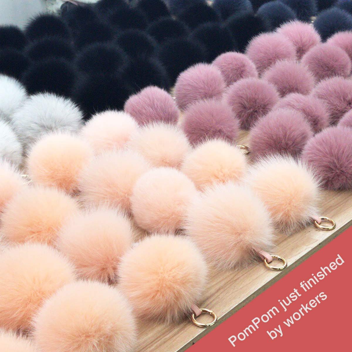 Genuine Fox Fur Pom Pom Keychain Bag Purse Charm large Fluffy Fur Ball Keychains - Image 7