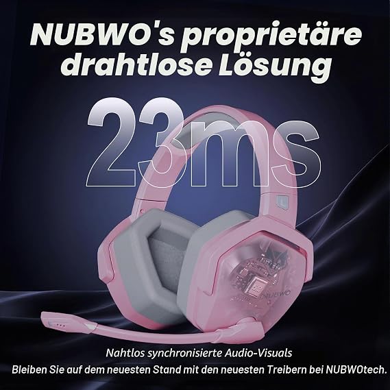 nubwo g06 dual wireless gaming headset with microphone for ps5 ps4 pc mobile: 2.4 ghz wireless + bluetooth - 100 hours - 50 mm driver - pink