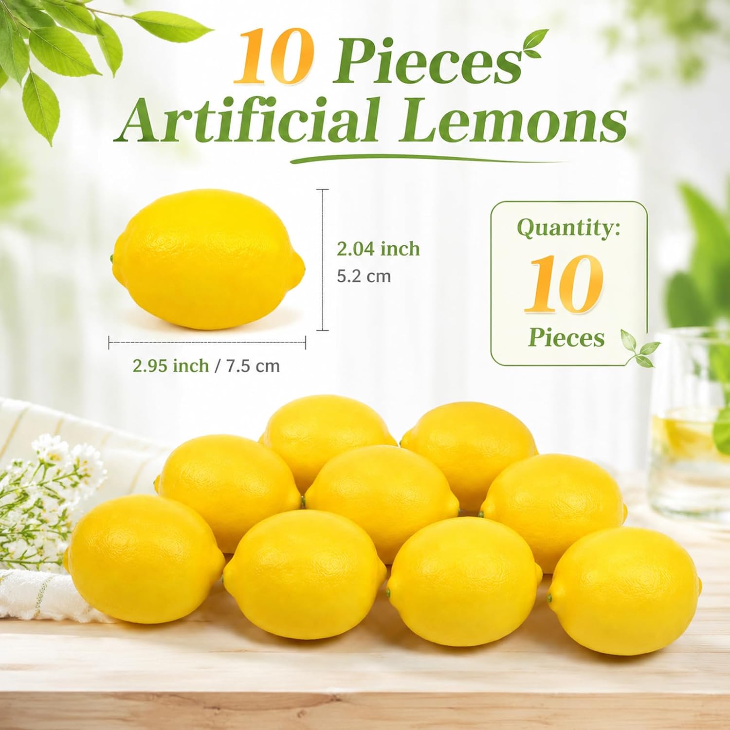 10pcs Artificial Yellow Lemons Fake Lemon Decoration Realistic image 2