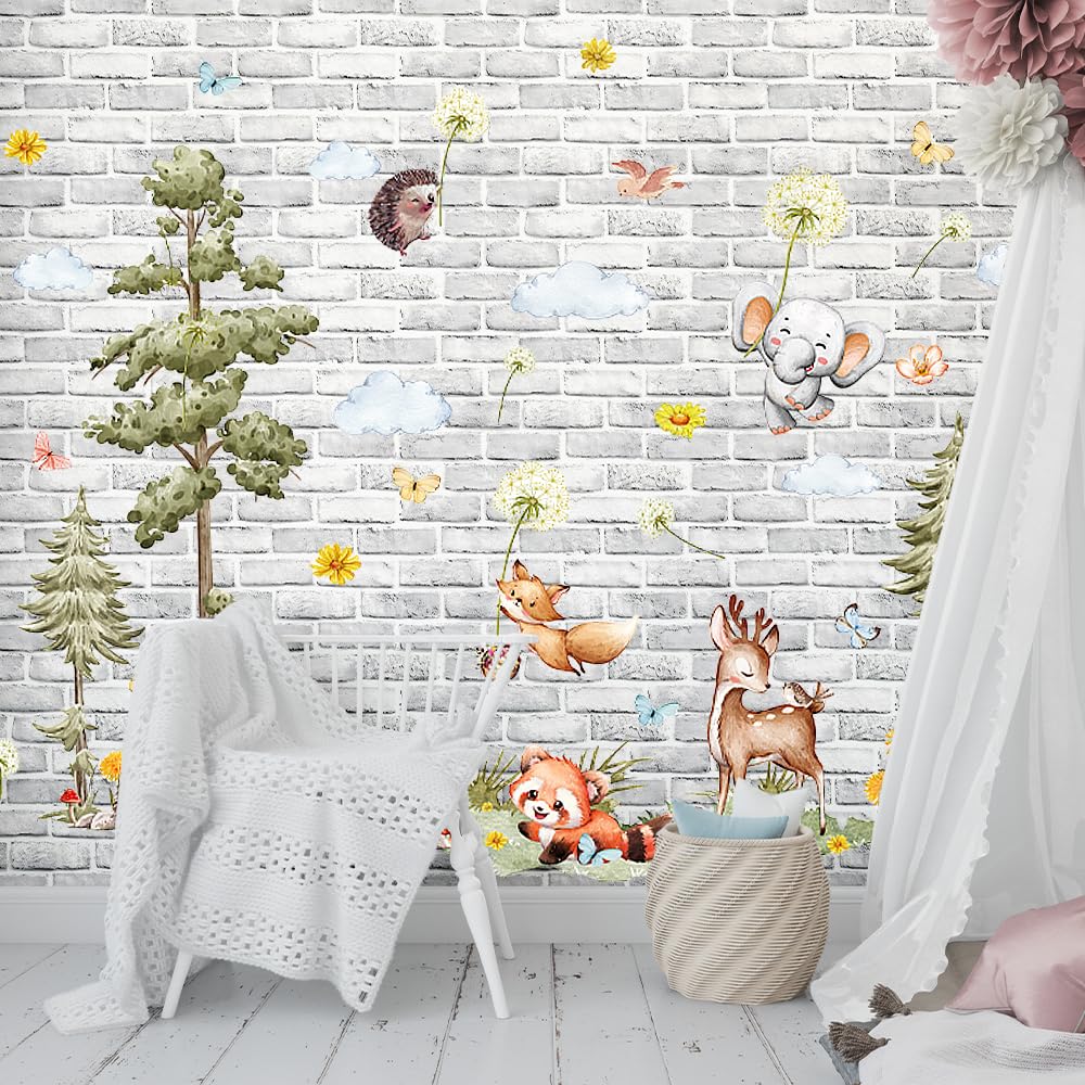 Adesivi Murali Per Bambini - Animali E Pini, Decorazione Per Cameretta O Asilo