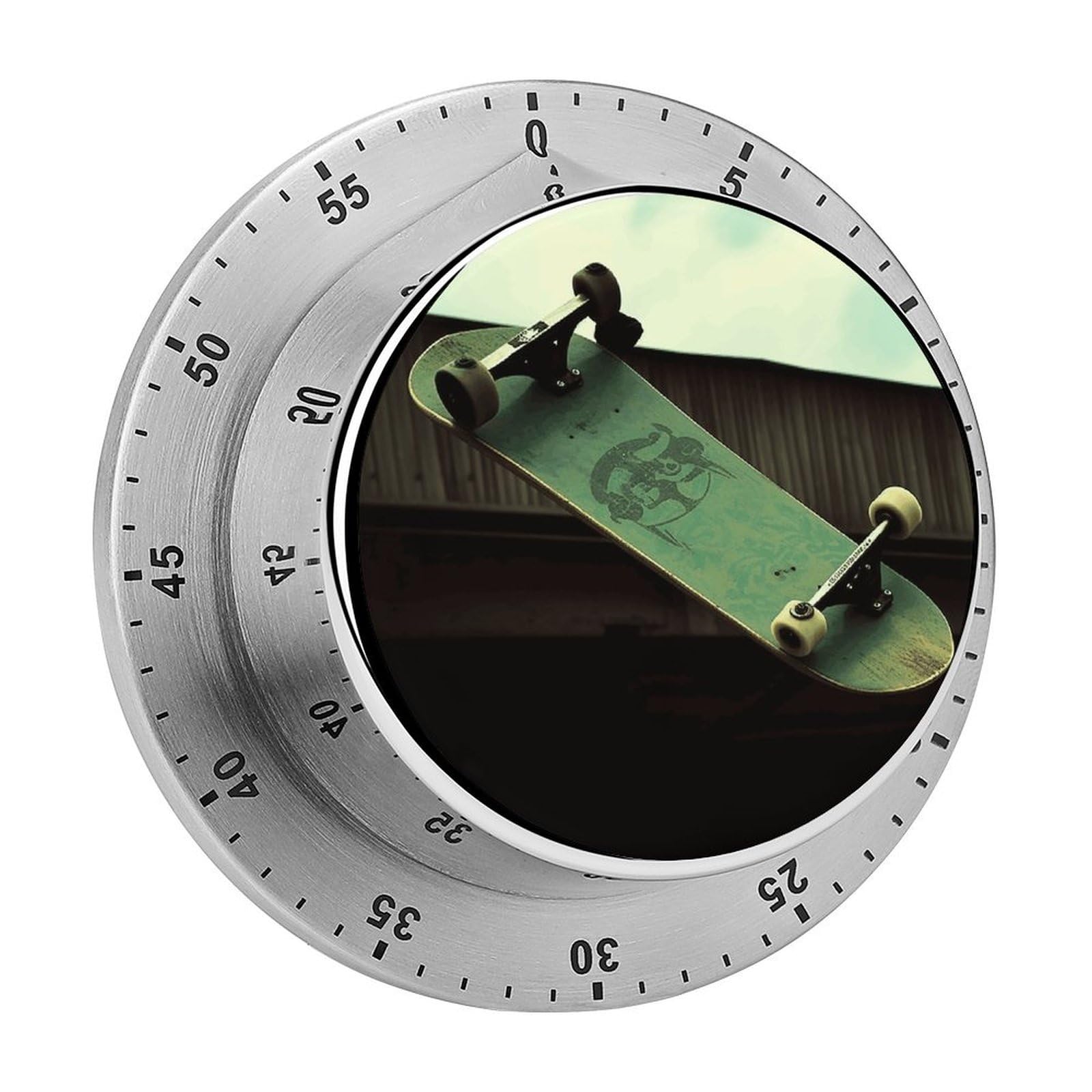 Adfgyerh Style Skateboard Timer For Cooking, Kitchen Timer Magnetic No Batteries Required, Mechanical Timer With Loud Alarm, For Fitness Baking Exercise Oven