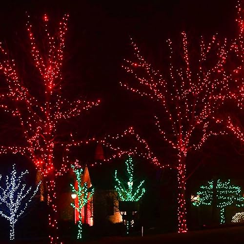 Vista 28 de Dazzle Bright - Guirnalda de luces de Navidad blanco cálido, 82 pies, 1000 luces LED impermeables de alambre verde con 8 modos, luces al aire libre