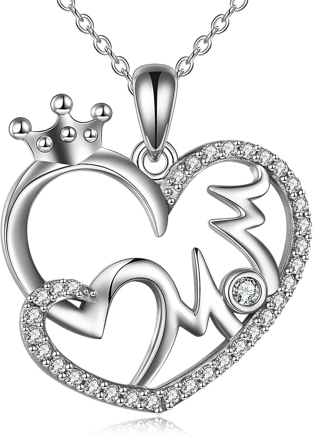YFN Mother's Day Gifts Sterling Silver Mother Daughter Pendant Necklace Mum Daughter Jewellery for Women Girls (Mom Heart)