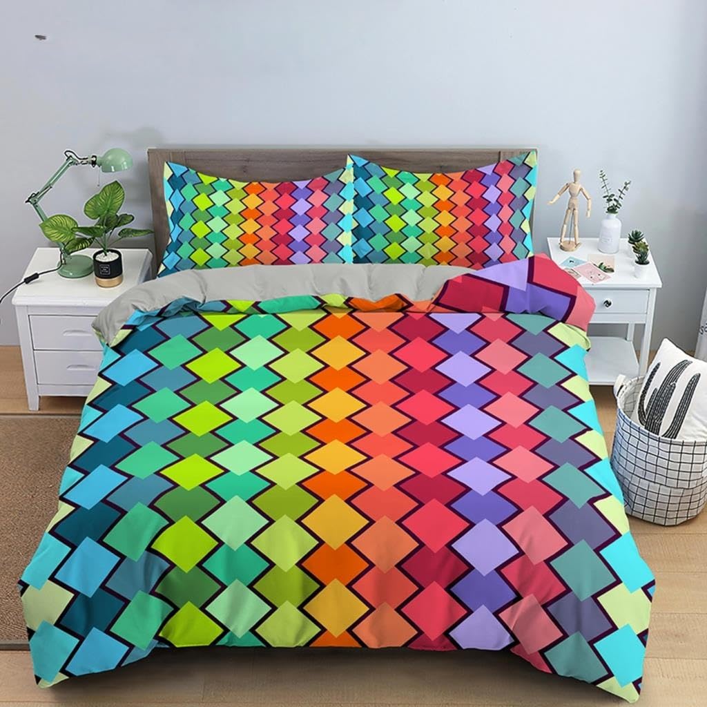 Housse de couette imprimé géométrique pour chambre d'enfant