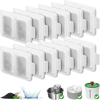 12 Pack Small Cat Fountain Filters Replacement for 150oz City Pet Fountain | Pet Fountain Carbon Filter, Dog Water Dispenser Filters Cartridge for Ceramic and Stainless Steel Flowing Fountain