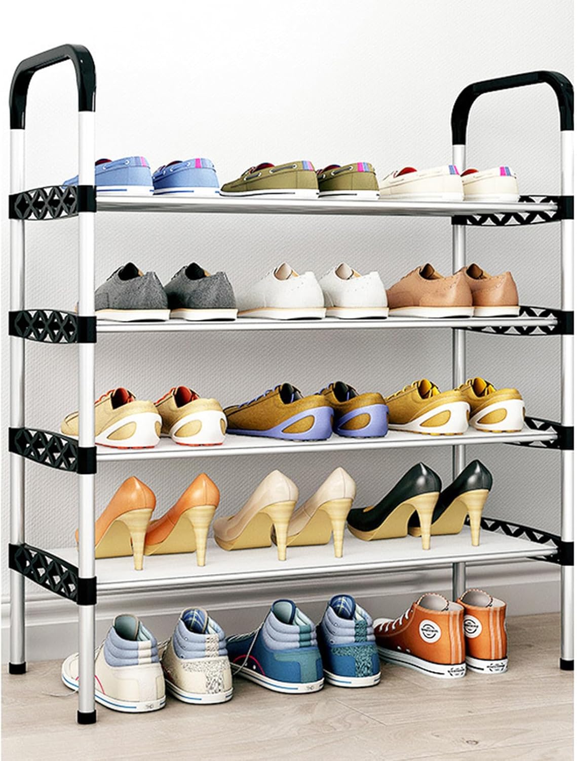 シューズラック 組み立て式 据え置き型シューズラック 収納家具 スリム 省スペース 分割可能 靴棚 グレー ラック 60*26*15