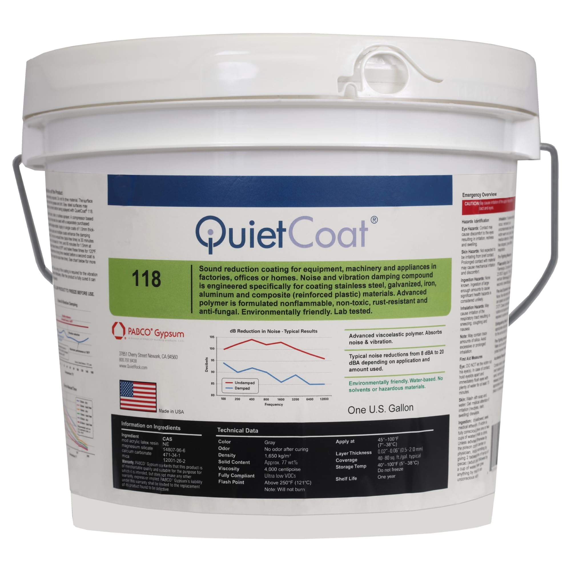 QuietCoat Noise Vibration Dampening Acoustic Treatment Viscoelastic Sprayable Rollable Paint Polymer Coating 1 Gallon