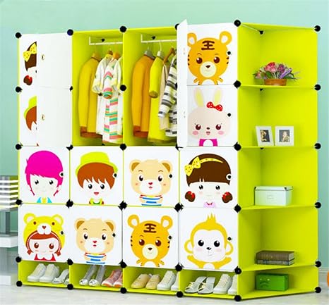 Amazon クローゼット Diy 自由 組み立て式 カートゥーン柄 かわいい ボックス シェルフ 大容量 方格衣類収納 クローゼット吊り下げ収納 オンライン通販