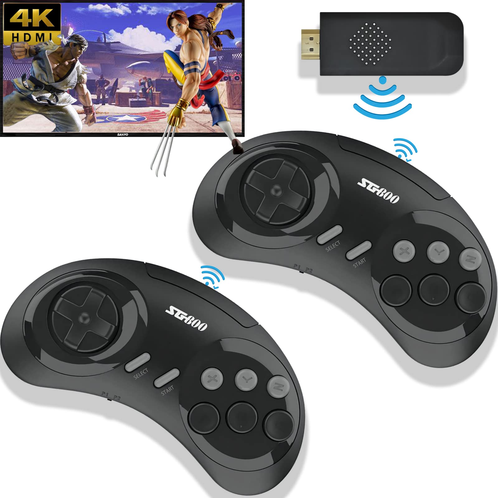 Amazm Kids Plug And Play Video Game Stick, Nostalgia Stick Game, Wireless Retro Play Game Stick Built In 4600+ Games,4K Hdmi Output,9 Classic,With Dual 2.4G Wireless,Jet Black