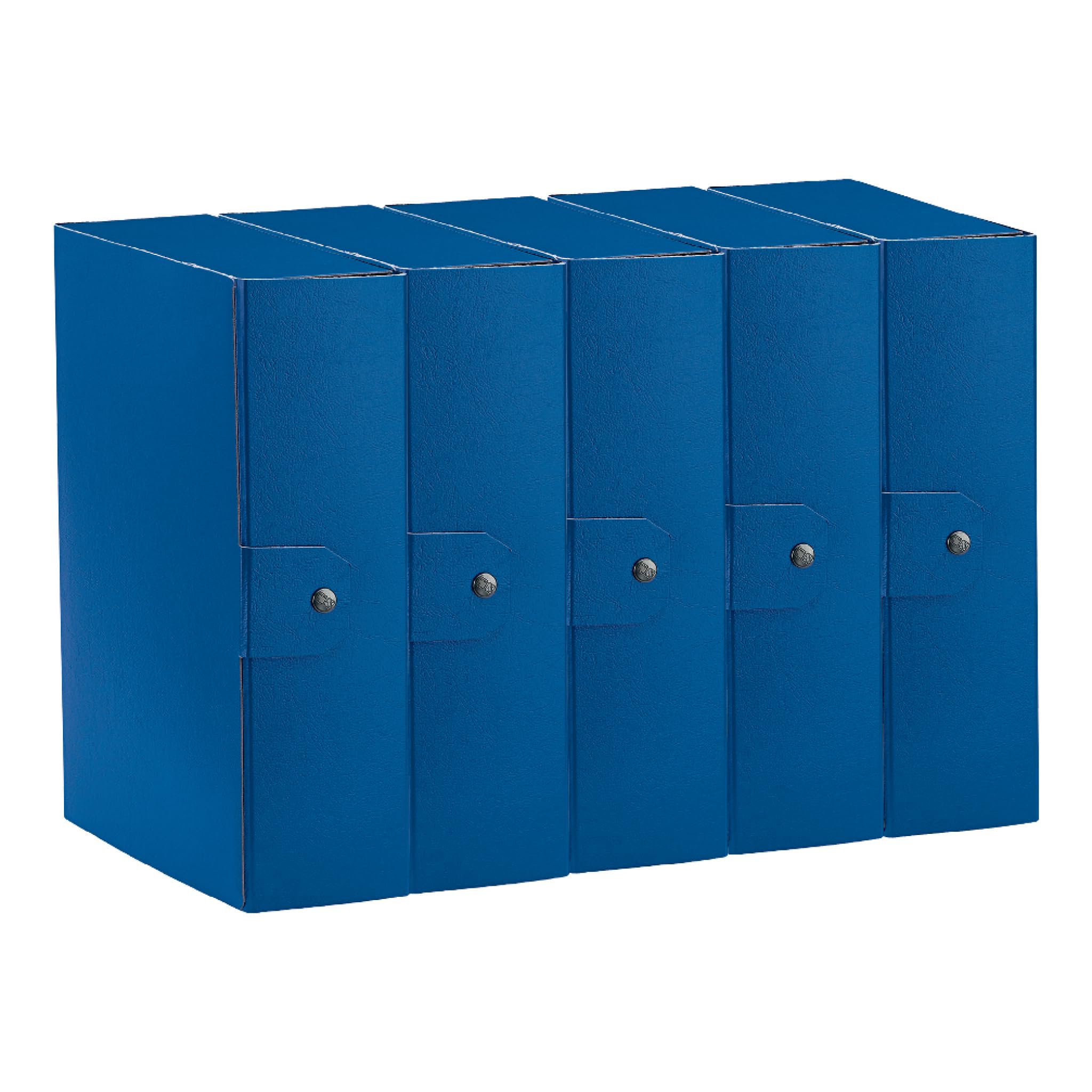 Esselte C30 EUROBOX 390330050 Lot de 5 dossiers pour le stockage, fermeture par bouton, 25 x 35 cm, dos 10 cm, bleu
