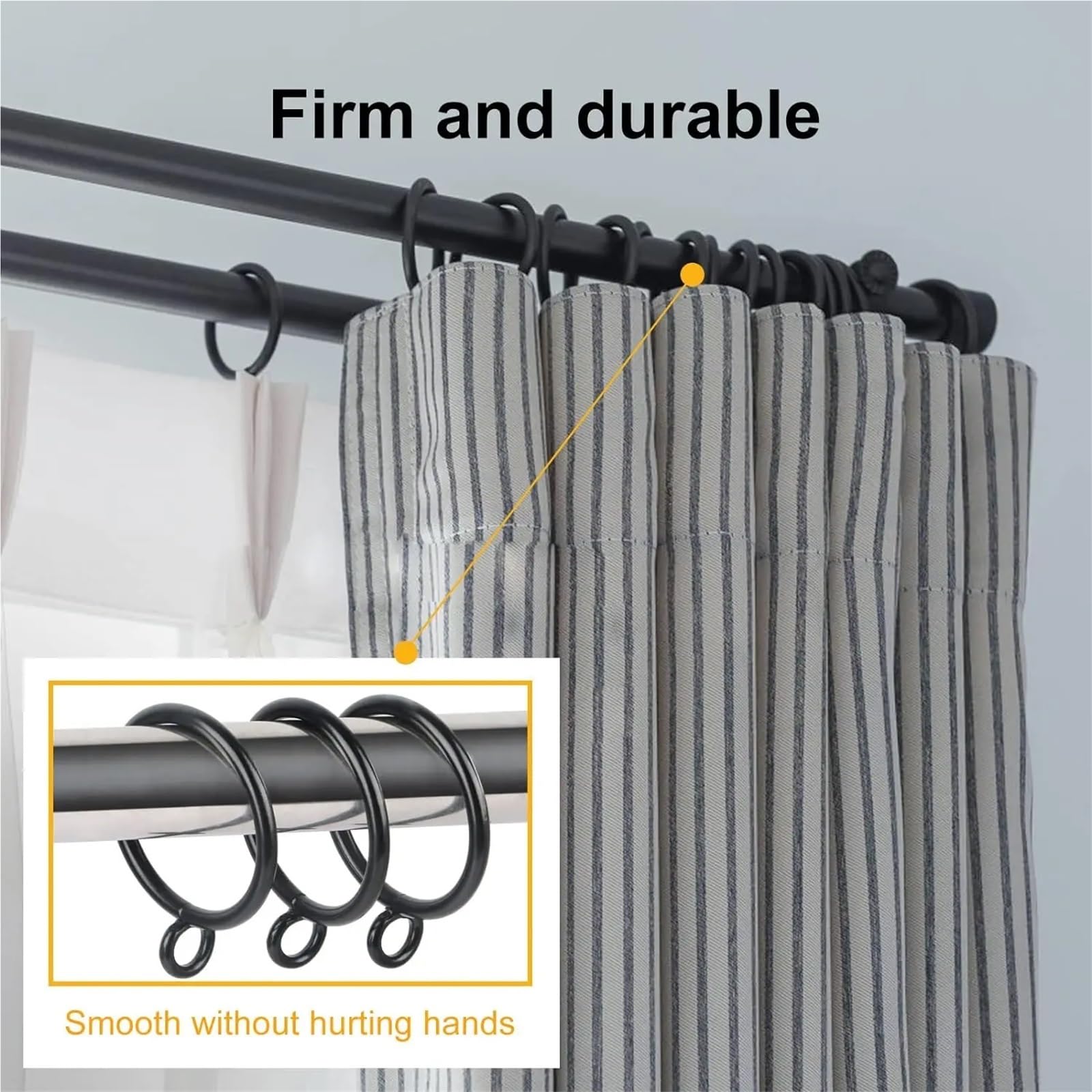 20/40 Stück Schwarze Gardinenringe Mit Öse for Gardinenstangen (3,8 cm Gardinenringe) für Fenster(40 PCS Black Rings)