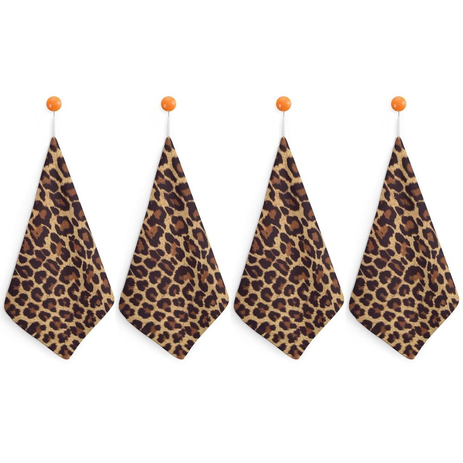 LEDFCVSU 4 Piece Hanging Hand Towels, Cool Cheetah Small Dry Hand Towel for Kitchen Bathroom