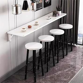 Folding Wall Mounted Table,Wood Wall Kitchen Table & Dining Table Desk,Narrow Long Wall Table Fold Down,Floating Desk,Bar Tables,Workbench,for Home Office Laundry31.5x11.8inch, White