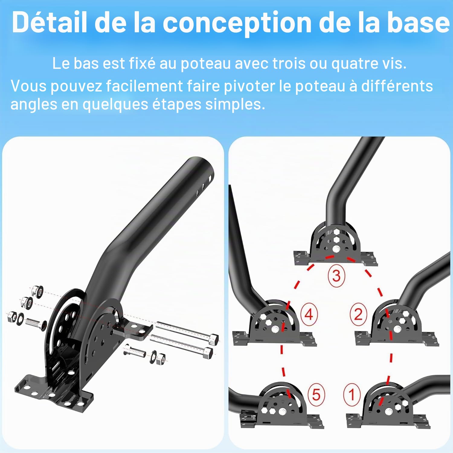 Poteau d'antenne renforcé - Tige J-Tube en mât plein (3,5 cm x 30 cm), idéale pour les installations sur les murs, les gouttières ou les toits. Compatible avec les points d'accès externes et les