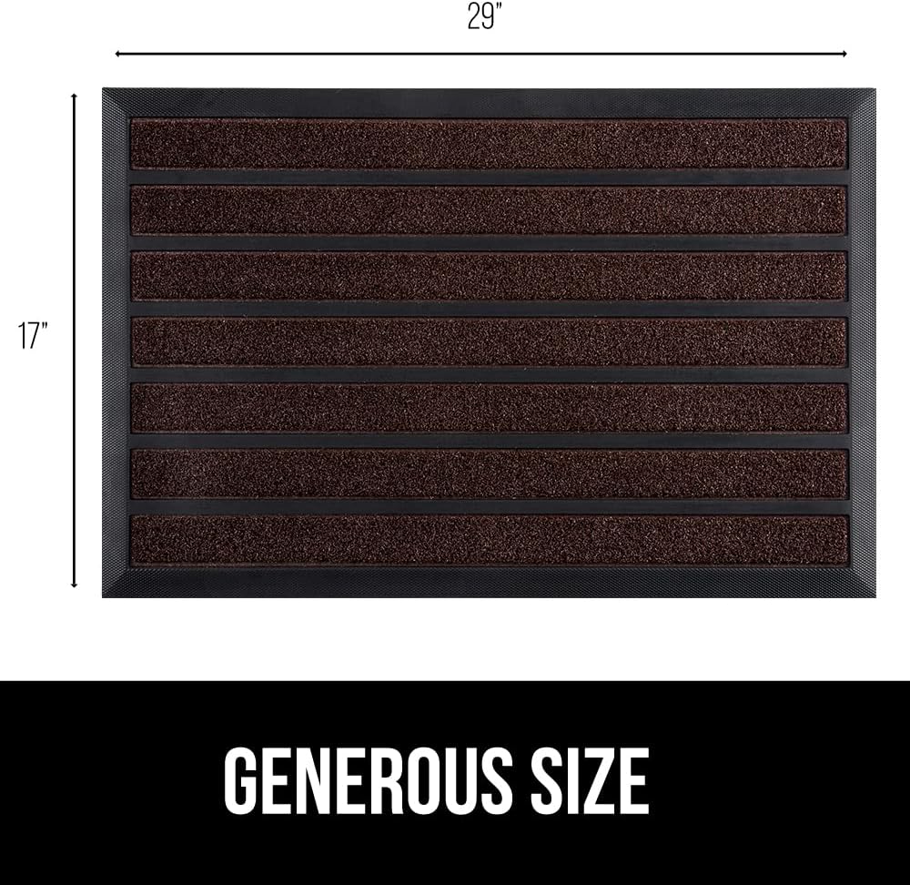 Gorilla Grip Mud Shield Doormat, Durable Natural Rubber Construction, Captures and Retains Water, Stain Resistant, Low Profile, for Indoor Outdoor High Traffic Areas, Entryway Doormats, 29x17, Brown : Patio, Lawn & Garden