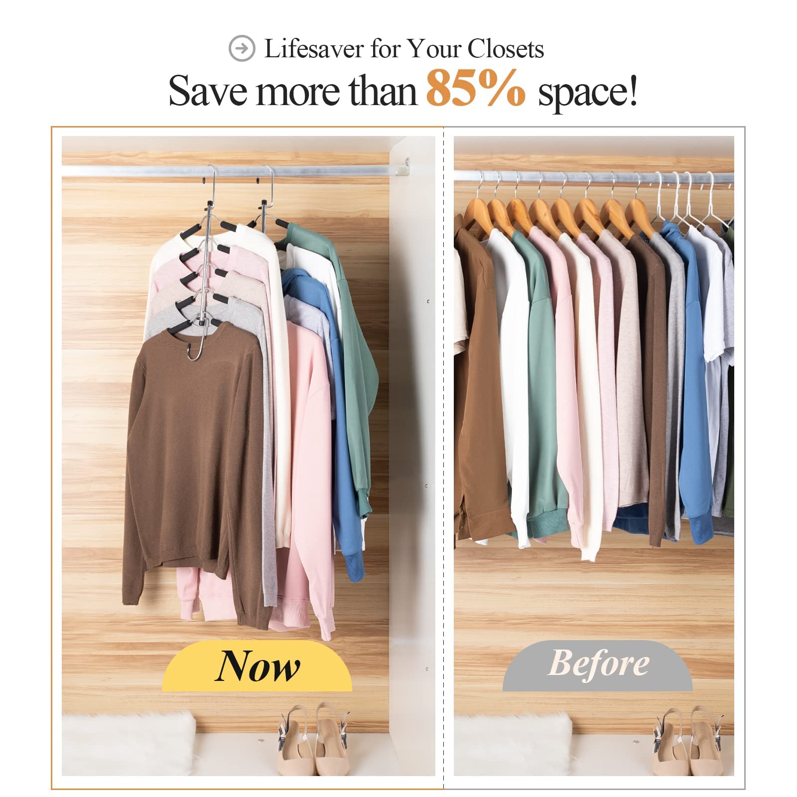 2 Pack Kleiderbügel Platzsparende Kleiderbügel für Kleidung- Upgrade rutschfeste Kleiderbügel mehrere Schichten Closet Organizer und Lagerung für Mantel, Hosen, Schal, Krawatte
