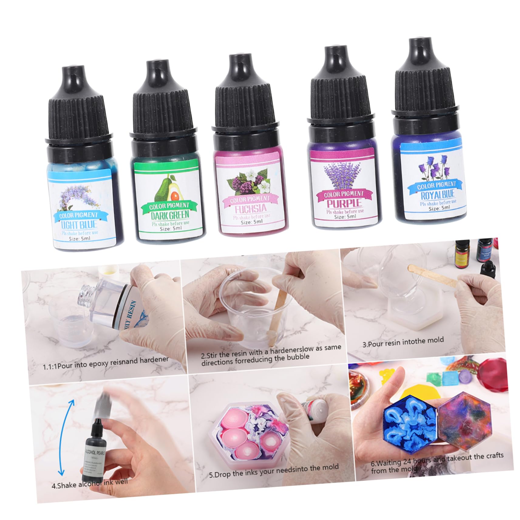 STOBOK 24 Tóner epoxi tinte de resina líquida pigmento en polvo de mica color epoxy resina epoxica pigmento artesanal epoxi pigmento de resina epoxi concentrarse Material cristal teñir