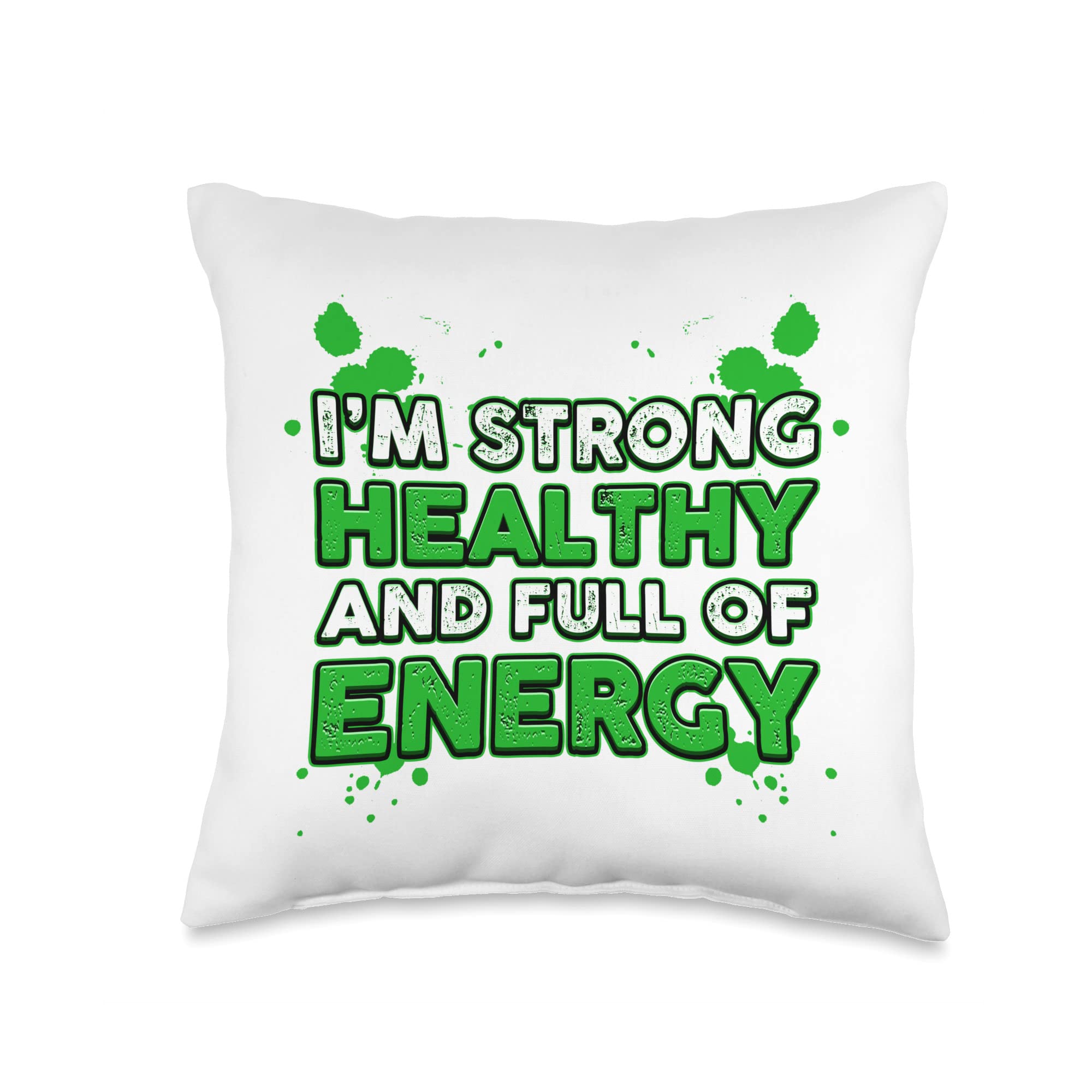 AM Strong Healthy and Full of Energy Gym Bodybuilder Fitness Throw Pillow, 16x16, Multicolor