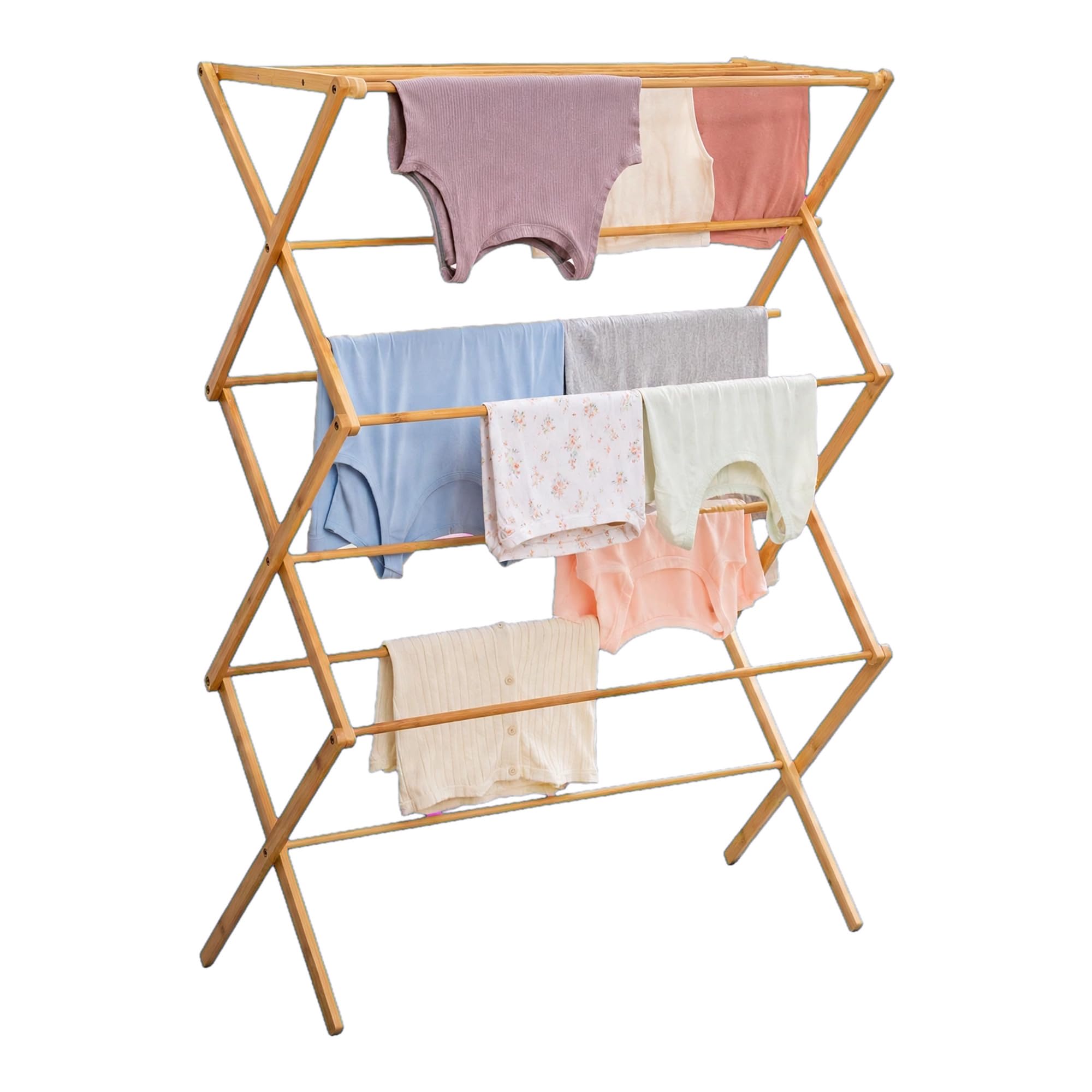 Honey-Can-Do Bamboo Collapsible Clothes Drying Rack, 25 Linear Feet