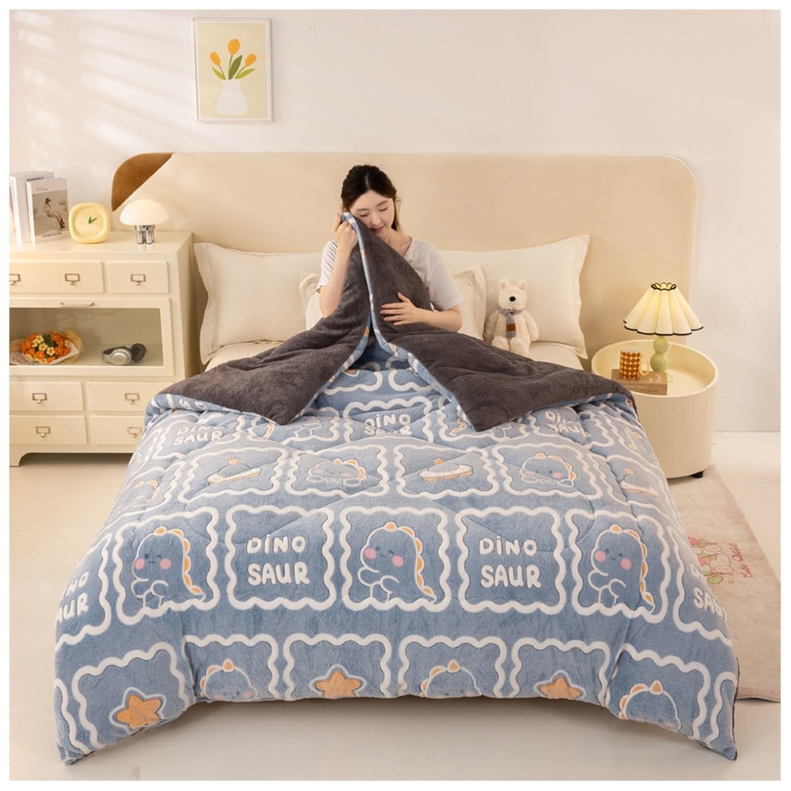 Super Soft Thickened Warm Lamb Quilt Winter Blanket, Breathable Fluffy Plush Double Sided Velvet Blanket for Cold Weather(Color13,200x230cm(5KG))