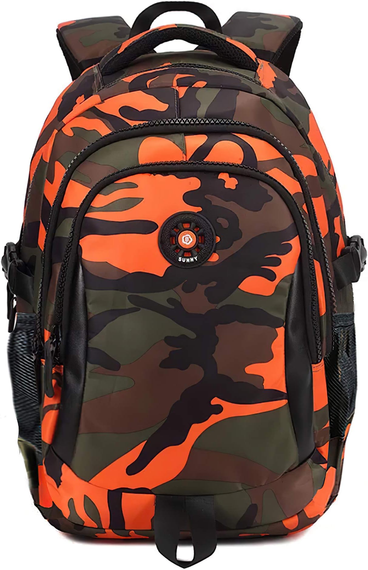 FNTSICCamouflage Primary School Bags Children Backpacks Large Capacity Lightweight Shoulder Bags Ideal for Teenage Boys and Girls (Camo orange)