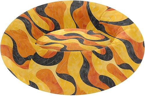 KLL Orange Black Wave Line Relieve Stress Pet Cat Bed fluffier Dog & Cat Cushion for Extra Small Size Pets Sleeping Camas para mascotas Grandes