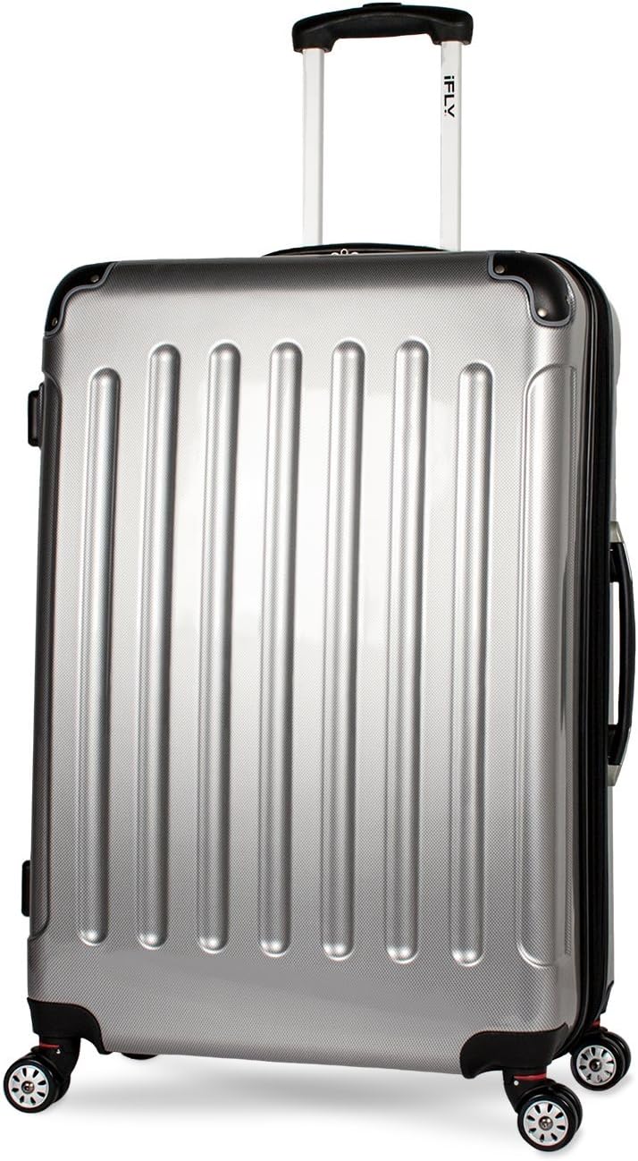 iFLY Carbon Racing Hard Sided Large Checked Luggage, Silver