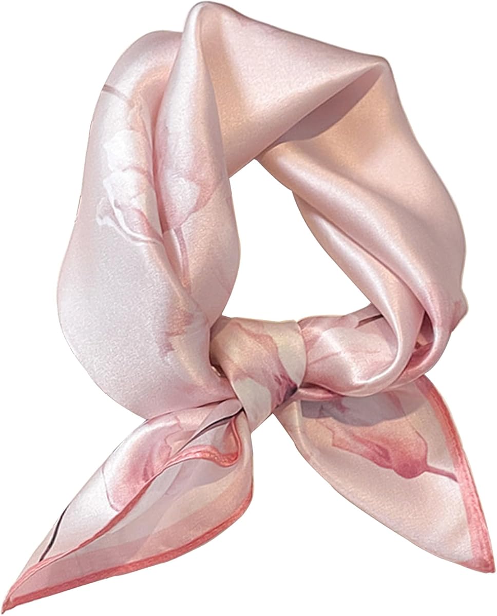 100% Mulberry Silk Scarf for Women Hair Lightweight Square Neckerchief Wrap For Head Scarves 21"