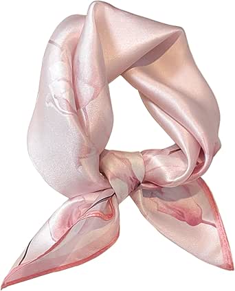 100% Mulberry Silk Scarf for Women, Lightweight Square Neckerchief, 21 inches