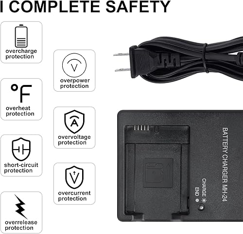 Miniatura 6 de cjq Cargador rápido MH-24 para batería Nikon EN-EL14 EN-EL14A Compatible para Nikon D5100 D5200 D5300 D5500 D5600 D3100 D3200 negro